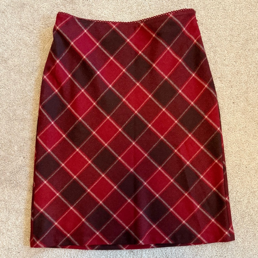 Ann Taylor Loft Womens Skirt Size 4 Burgundy Wool Blend A Line Lined Knee-Length